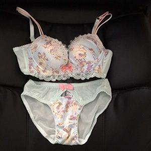 Blue floral bra and panty set